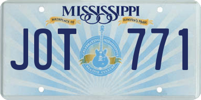 MS license plate JOT771
