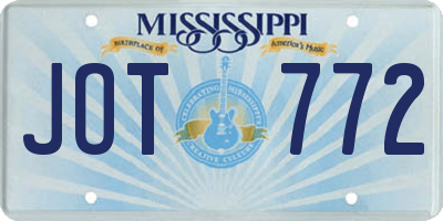 MS license plate JOT772