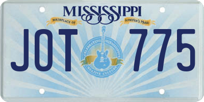 MS license plate JOT775
