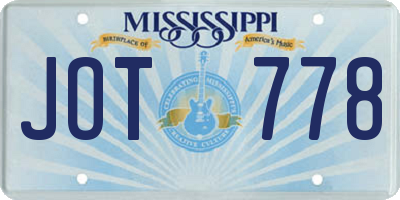 MS license plate JOT778