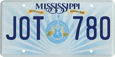 MS license plate JOT780