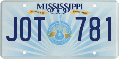 MS license plate JOT781