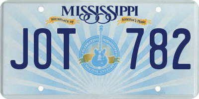 MS license plate JOT782