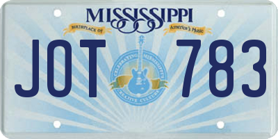 MS license plate JOT783