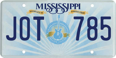 MS license plate JOT785
