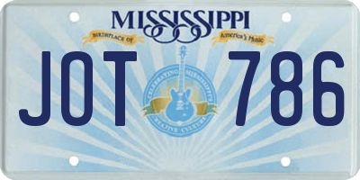 MS license plate JOT786