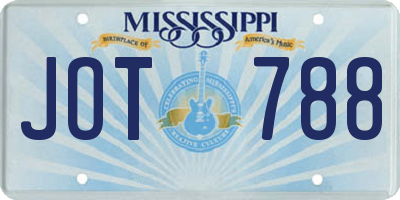 MS license plate JOT788