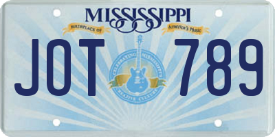 MS license plate JOT789