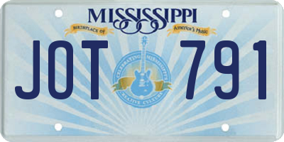 MS license plate JOT791