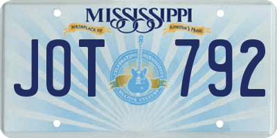 MS license plate JOT792