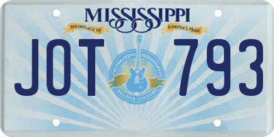 MS license plate JOT793