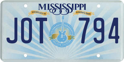 MS license plate JOT794