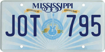 MS license plate JOT795