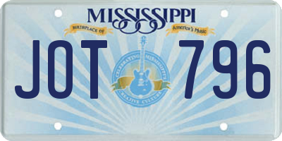 MS license plate JOT796