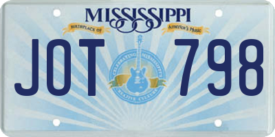 MS license plate JOT798