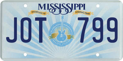 MS license plate JOT799