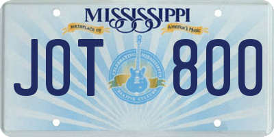 MS license plate JOT800