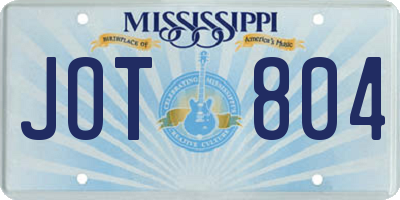 MS license plate JOT804