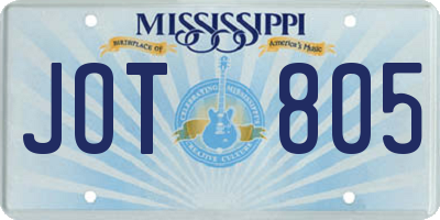 MS license plate JOT805