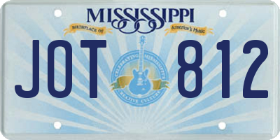 MS license plate JOT812