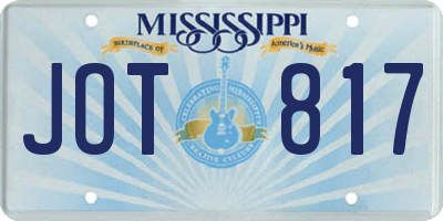 MS license plate JOT817