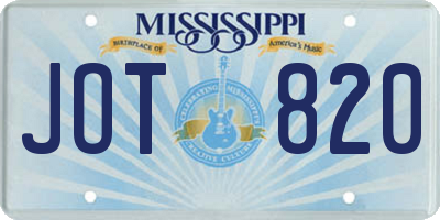 MS license plate JOT820