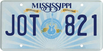 MS license plate JOT821