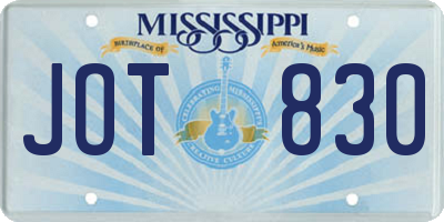 MS license plate JOT830