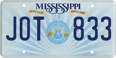 MS license plate JOT833