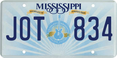 MS license plate JOT834