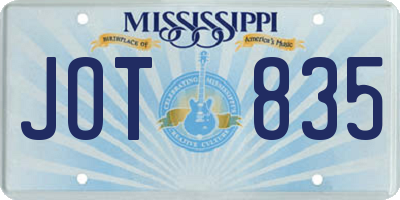 MS license plate JOT835