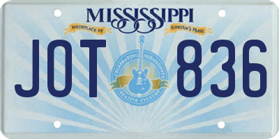 MS license plate JOT836