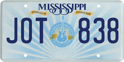 MS license plate JOT838