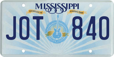 MS license plate JOT840