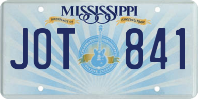 MS license plate JOT841