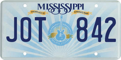 MS license plate JOT842