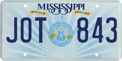 MS license plate JOT843