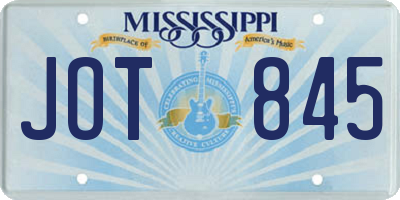 MS license plate JOT845