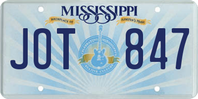 MS license plate JOT847