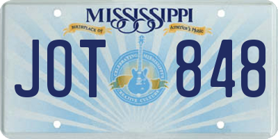 MS license plate JOT848