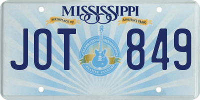 MS license plate JOT849
