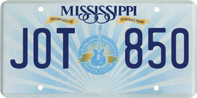 MS license plate JOT850