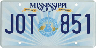 MS license plate JOT851