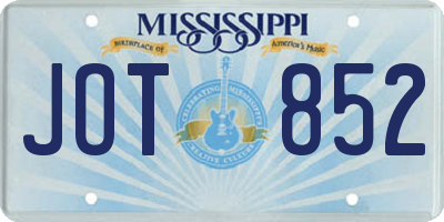MS license plate JOT852