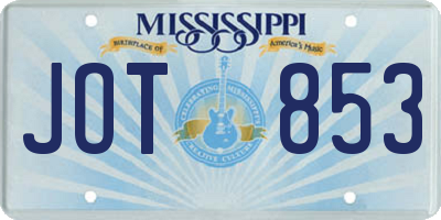 MS license plate JOT853