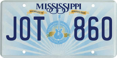 MS license plate JOT860