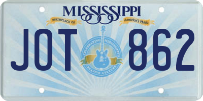 MS license plate JOT862