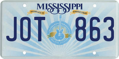 MS license plate JOT863