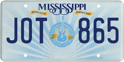 MS license plate JOT865