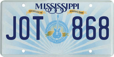 MS license plate JOT868